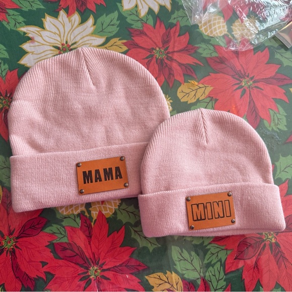 None Other - Mama & Mini Matching Pink Beanie Set | Mom & Child Hats